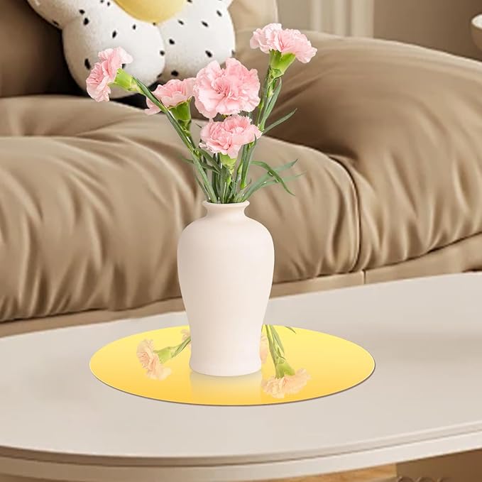 12 Pcs 10 Inch Acrylic Round Mirrors for Centerpieces Gold Circle Mirror Candle Plates Non Glass Candle Tray Mirror Plates for Wall Wedding Table Centerpieces Round Mirrors Tray for Baby Shower Party