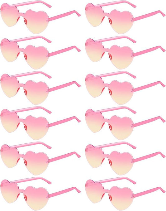 12 Pairs Heart Shaped Sunglasses for Women Colorful Glasses Fun Trendy Transparent Heart Sunglasses Party Favor