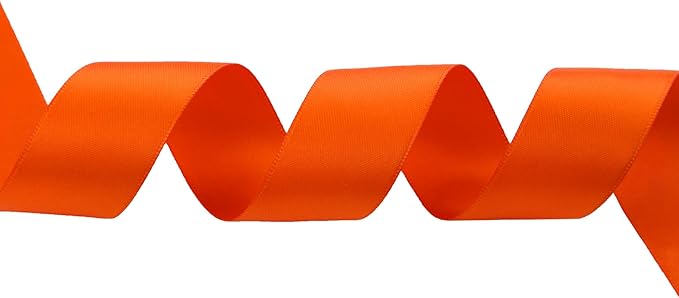 ITIsparkle 1" Inch Double Faced Satin Ribbon 50 Yards-Roll Set for Gift Wrapping Scrap Books Party Favor Hair Braids Baby Shower Decoration Floral Arrangement Craft Supplies, Tarrid Orange Ribbon