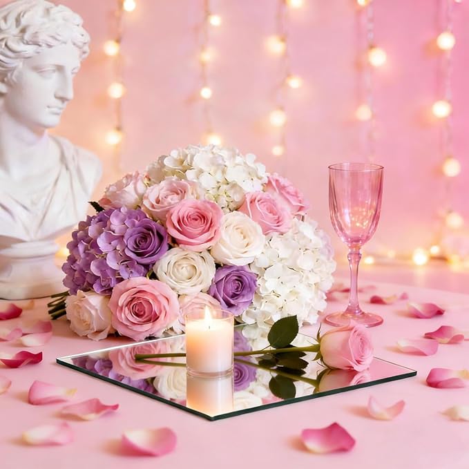 6Pack Square Mirrors for Centerpieces for Tables, 12" Acrylic Mirror Tray Candle Plates for Centerpieces, for Table Wedding Centerpieces, Birthday, Anniversary Party, New Year, Wall Decor, Crafts