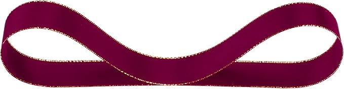 1" Double Face Satin Ribbon with Gold Edge 25 Yards (275-Wine), Perfect for Gift Wrapping, Party Decor, Wedding and Craft