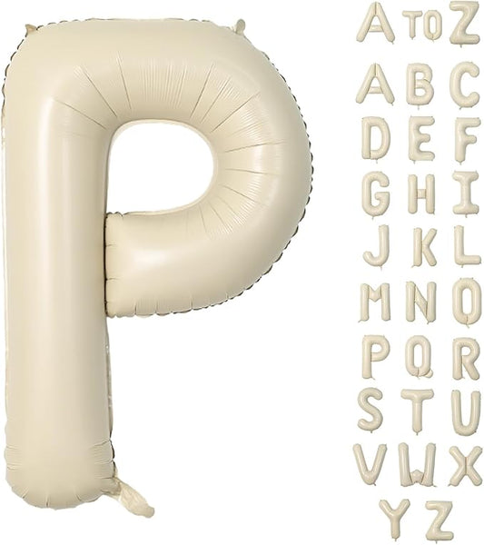 Biapian 40 Inch Giant Cream Foil Balloons - Big Single Alphabet A-Z, Beige Large Aluminum Balloons for Birthday, Baby Shower, Wedding, Anniversary Party Decoration