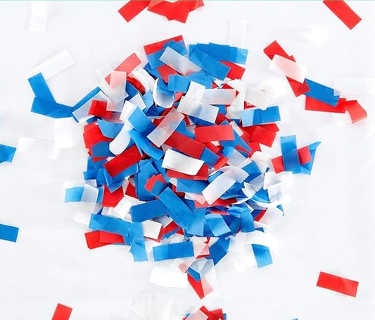 Ultimate Confetti, Red, White and Blue Biodegradable Confetti - Rectangular Flame-Resistant Tissue Paper Confetti for Cannon and Launcher use – Best for Gender Reveal, and Parties - 20 lb, 320 oz