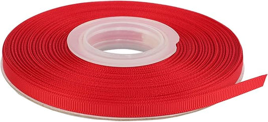 Ribbonitlux 1/4" Wide Solid Grosgrain Ribbon 25 Yards (250-Red）, Set for Gift Wrapping, Party Decor, Sewing Applications, Wedding and Craft