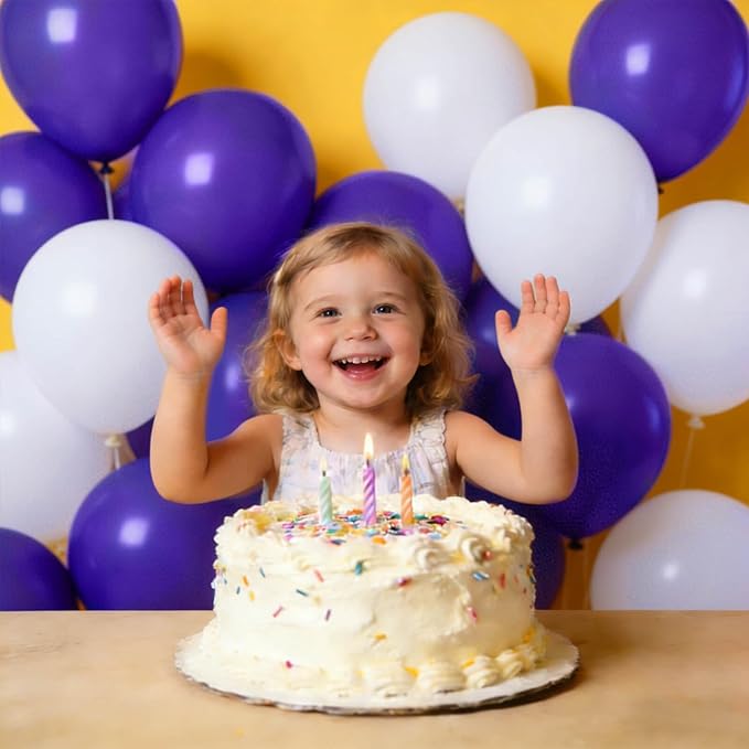 110pcs Purple Balloons 12 inch, Purple Latex Balloons for Birthday Party Baby Shower Wedding(with 2 Ribbons).