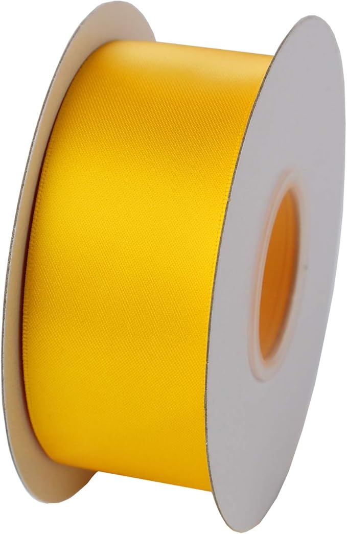 ITIsparkle 11/2" Inch Double Faced Satin Ribbon 25 Yards-Roll Set for Gift Wrapping Party Favor Hair Braids Hair Bow Baby Shower Decoration Floral Arrangement Craft Supplies, Maize Ribbon