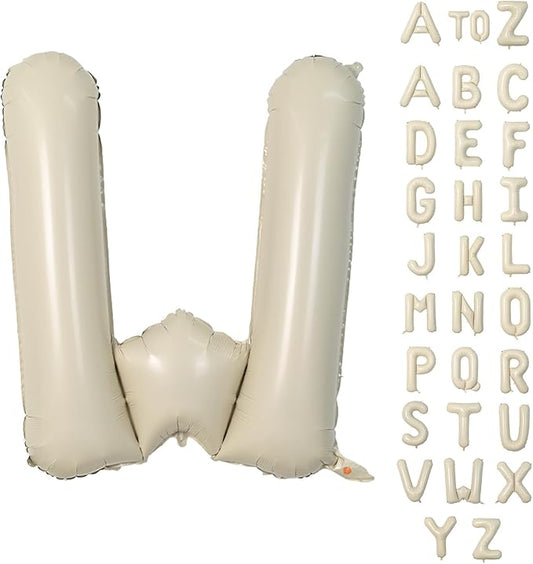 Biapian 40 Inch Giant Cream Foil Balloons, Big Single Alphabet A-Z, Beige Large Aluminum Balloons Helium for Birthday, Baby Shower, Wedding, Anniversary Party Decoration