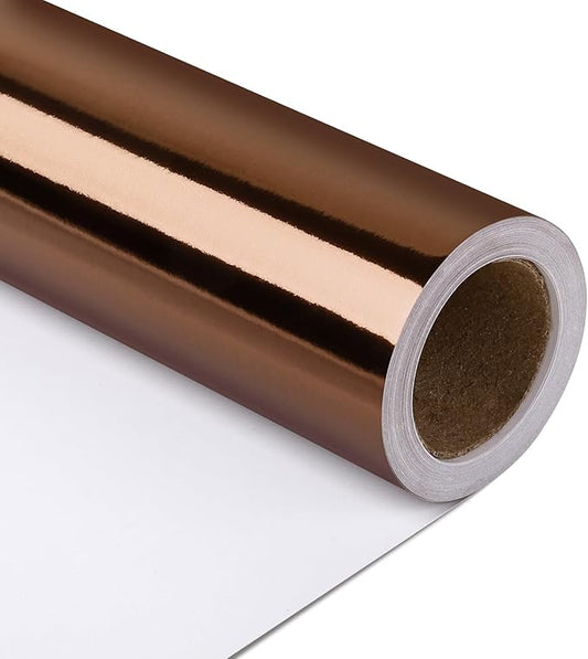 NESCCI Brown Metallic Wrapping Paper, Solid Color Paper,Gift Wrapping Paper,Perfect for Wedding,Valentine's Day,Birthday, Christmas,Baby Shower,DIY Bouquet (17 Inches X 32.8 Feet)