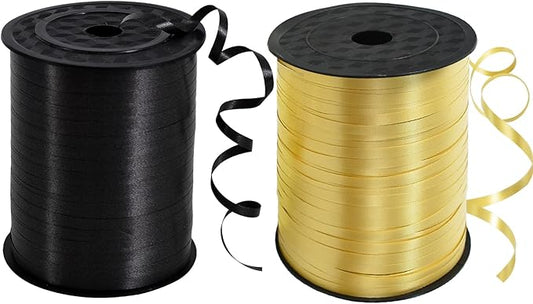 TONIFUL 500 Yards Curling Ribbon-Balloon Ribbon-Balloon String for Art&Craft Decor,Gift Wrapping,Ribbons and Bows for Christmas New Year Halloween Birthday Gifts Graduation Supplies (Black and Gold)