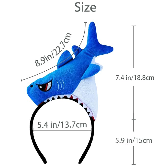 Beviliu Shark Headbands Blue, Animal Ears Shark Fin Headband for Adults Halloween Cosplay, Shark Fin Costume Hat Accessories for Shark Sea Ocean Party Birthday, 4 Pack