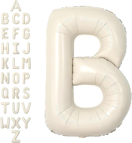 SUWEN 40 Inch Cream Large B Letter Balloons Big Foil Helium Letter Balloons A-Z Jumbo Mylar Happy Birthday Party Decorations for Girl Anniversary Party Supplies