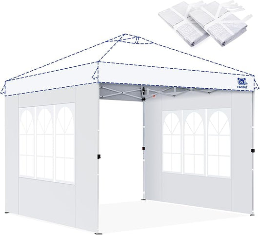 Fanpat Church Window 10x10ft Canopy Sidewalls for Pop Up Canopy, Waterproof UV Protection Fabric, Suitable for Outdoor Party, Picnics & Camping, White(2pcs Sidewalls Only, NOT Included Frame and Top)
