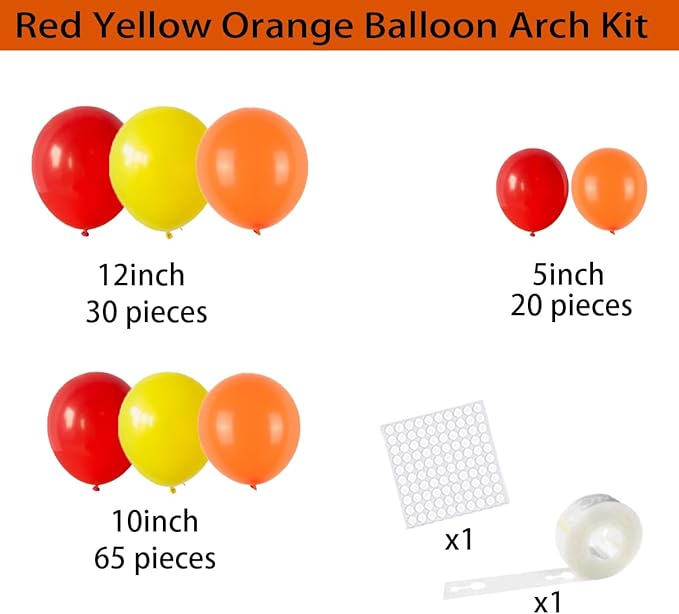 Red Yellow Orange Balloon Arch Kit - Yellow Orange Balloons Red Balloons Fire Truck Decorations for Firefighter Birthday Baby Shower Graduation Party Decorations