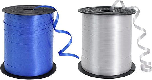 TONIFUL 500 Yards Curling Ribbon-Balloon Ribbon-Balloon String for Art&Craft Decor,Gift Wrapping,Ribbons and Bows for Christmas New Year Birthday Gifts Graduation Supplies (Blue and Silver)