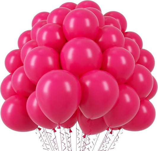 Voircoloria 110pcs Hot Pink Balloons 12inch Dark Pink Latex Party Balloons for Graduation, Wedding, Birthday, Princess Theme Party, Valentine's Day, Baby Shower, Anniversary Party Decorations