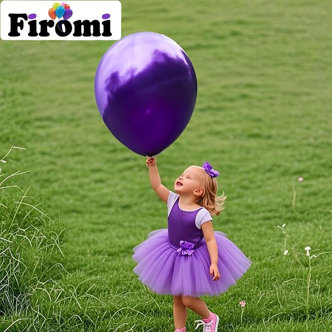 Firomi Metallic Purple Balloons 18-inch 12 Pack Large Helium Shiny Round Big Chrome Purple Thicken Latex Balloon for Birthday Party Bridal Shower Purple Party Balloons (with 1 Ribbon)