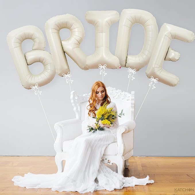 KatchOn, Giant Bride Balloons Beige - 40 Inch | Bachelorette Party Decorations | Cream Bride Balloon for Bridal Shower Decorations | Bride Balloons Bachelorette | Bachelorette Party Decorations