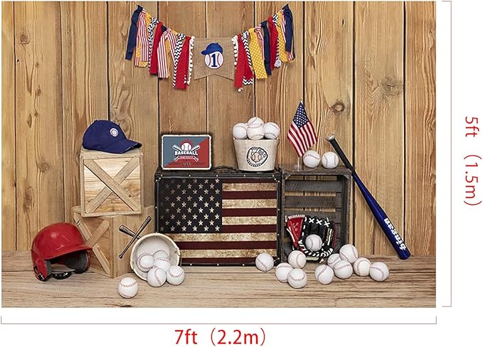 Kate 7x5ft Birthday Baseball Photo Backdrops for Photography Boy Sports Theme 1st Birthday Party Supplies Background Studio Props