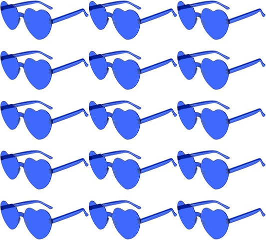 PLULON Heart Sunglasses for Women 5/12/25 Pcs, Heart Glasses Valentine Day Rimless Shaped Candy Color Fun Glasses Party Favor