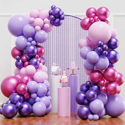 YMSZ Pink and Purple Balloons, 136pcs Pink and Purple Balloons Garland Arch Kit with Different Sizes for Girls Women Birthday Baby Shower Wedding Party Decorations