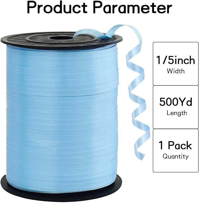 BEISHIDA 500 Yards Matte Light Blue Ribbon Curling Crimped Ribbon Balloon String Ribbons for Gift Wrapping& Birthday Party Festival Art Craft Decor Florist Flowers Decoration