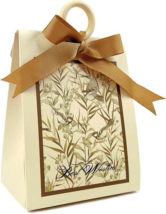 20PCS Mini Gift Bags, Bird & Flower Goodie Bags with Ribbon Handle for Party Favors Treat Boxes Wedding Bridal Baby Shower Birthday Party Presents 3.9"x2.6"x1.4"(Cream)