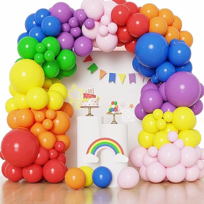 CANREVEL 129pcs Rainbow Balloon Arch Kit 18 12 10 5 Inch, Colorful Balloons Assorted Colors for Baby Shower Encanto Birthday Wedding Anniversary Bridal Shower Party Decoration