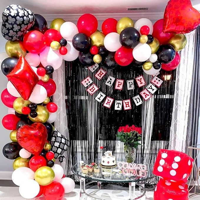 Red Black and Gold Party Balloons, Black Red Gold Latex Balloons 50 Pcs 12 inch Red Black Gold Balloons For Birthday Graduation Hollywood Casino Wedding Party Decoration