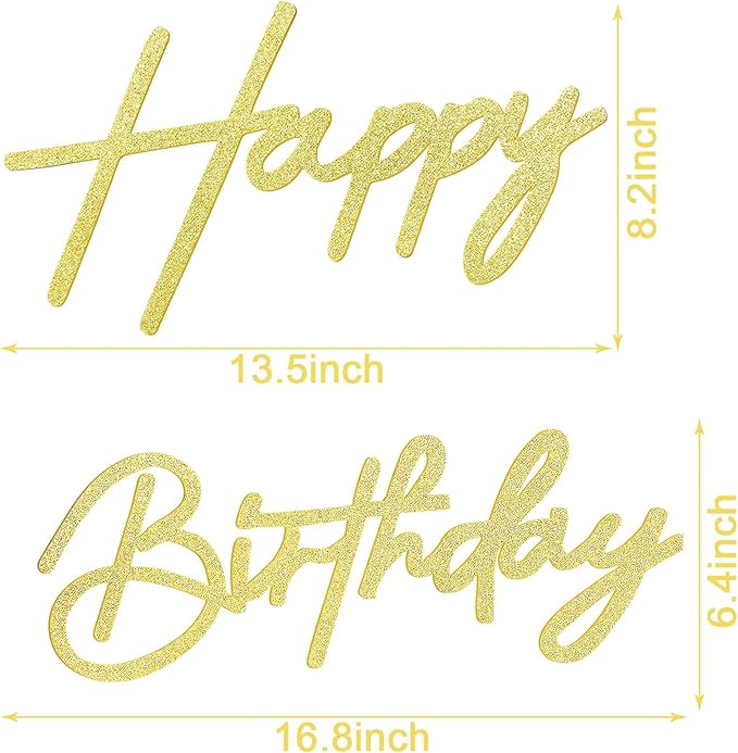 Happy Birthday Sign for Backdrop - Glitter Felt Happy Birthday Letter Sign for Balloon Arch Birthday Party Balloon Arch Backdrop Decorations for Birthday Party Baby Shower - Gold