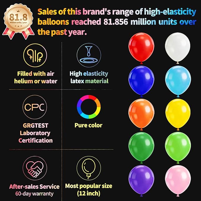 KUULBELA Rainbow Balloons 110 Pack 12 Inch Assorted Color Ballons Helium Latex Balloons for Birthday Wedding Party Balloons for Kid's-Multi.