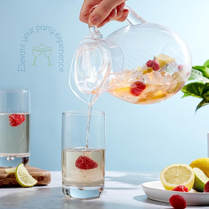 Acrylic Pitcher (72 oz), Clear Plastic, Water Pitcher with Lid, Shatterproof, BPA-Free Clear Pitcher, Ideal for Sangria, Lemonade, Juice, Iced Tea & More