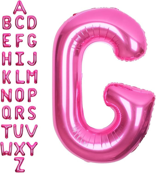 SUWEN 40 Inch Hot Pink Large G Letter Balloons Big Foil Helium Letter Balloons A-Z Jumbo Mylar Happy Birthday Party Decorations for Woman Anniversary Party Supplies