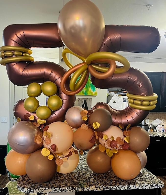 40 Inch Large Numbers Balloon, 4 Coffee Brown Ballon for 4th 14 40 44 Birthday Party, Balloon 4 Number for Graduations Wedding Supplies