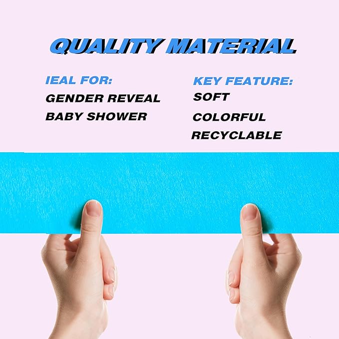 Pink Blue Crepe Paper Streamers, 656 Ft Gender Reveal Decorations Streamers Kit,8 Rolls Hanging Streamer Paper for Birthday Anniversary Baby Shower Shower Party Supplies