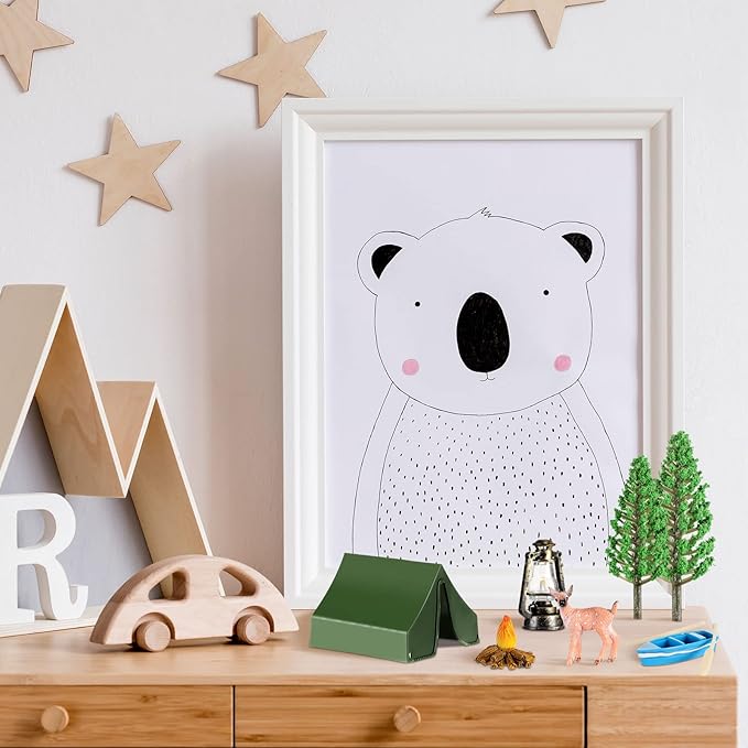 Yookeer 11 Pcs Camping Cake Topper Fireside Camp Decor Set Fireside Camp Christmas Topper Camping Themed Decoration for Forest Theme Birthday Party Supplies(Fresh Style)