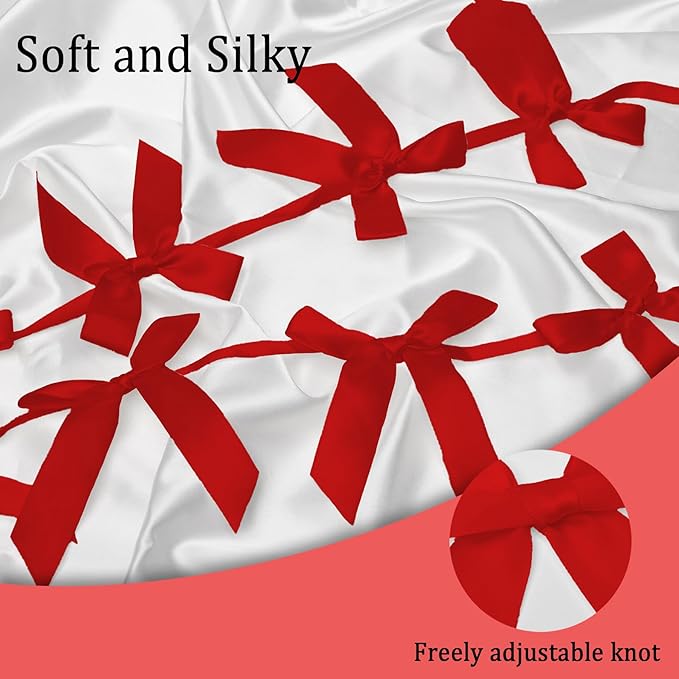 2pcs Red Bow Garland Banner - 8.3 Feet Coquette Ribbon Bow Decorations for Baby Shower, Birthday Party, Bridal Shower Decor (Red)