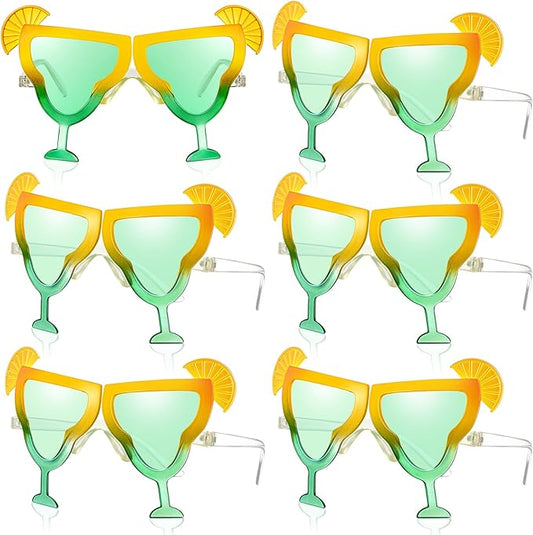 6 Pcs Margarita Funny Sunglasses Party Decor Eyeglasses Hawaiian Sunglasses for Summer Beach Luau Tropical Party(Green)