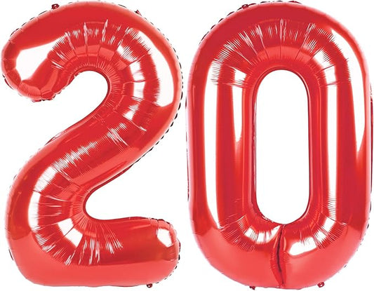 40 Inch Numbers Balloon Red, Large Happy 20th Birthday Decorations for Women, Foil Balloon Number for Wedding Marriage Proposa Big Events Family Reunions Party Supplies