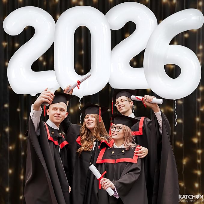 White 2026 Balloons 42 Inch, Giant - White Graduation Decorations 2026, Foil Number 2026 Graduation Balloons Class of 2026 Decorations | Graduation Party Decorations | Prom Decorations 2026, Katchon