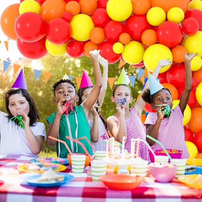 Red Yellow Orange Balloon Arch Kit - Yellow Orange Balloons Red Balloons Fire Truck Decorations for Firefighter Birthday Baby Shower Graduation Party Decorations