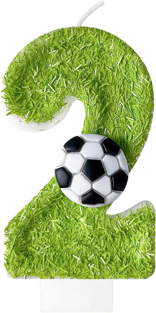 2nd Birthday Candles，Soccer Birthday Decorations，Suitable for Girl and boy Cake Toppers, Wedding Cakes, Anniversaries, Party Celebrations, Birthday Decorations