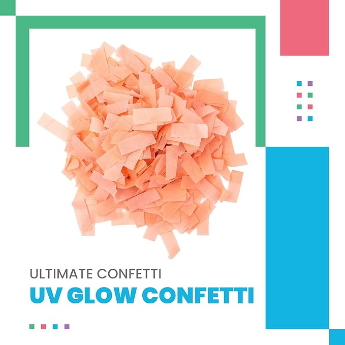 Ultimate Confetti, Orange UV Glow Rectangular Biodegradable Confetti -Tissue Paper Flame-Resistant & Slow-Falling Confetti for Cannon and Launcher use - Best for Celebrations - 1 lb, 16 oz