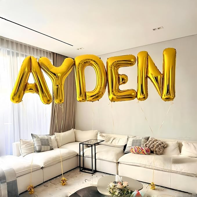Large Custom Balloon Letters E, 40 Inch Helium Alphabet Word Balloons Decor, Big Self Inflating Foil A-Z Gold Letter Name Balloons for Boys Women Birthday Anniversary Party Decorations Supplies