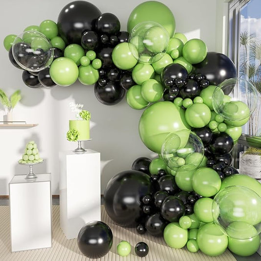 Green and Black Balloon Arch Kit, 151Pcs Lime Green Black Bobo Balloons Garland 18 12 10 5 inch for Birthday, Graduation, Baby Shower, Wedding, Anniversary, Holiday Party Decoration