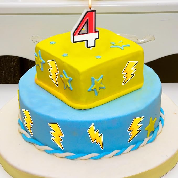 Conelist Cartoon Red and White Birthday Cake Candle Numeral Birthday Cake Topper for Animated Decoration Cartoon Party Supplies(Number 4)