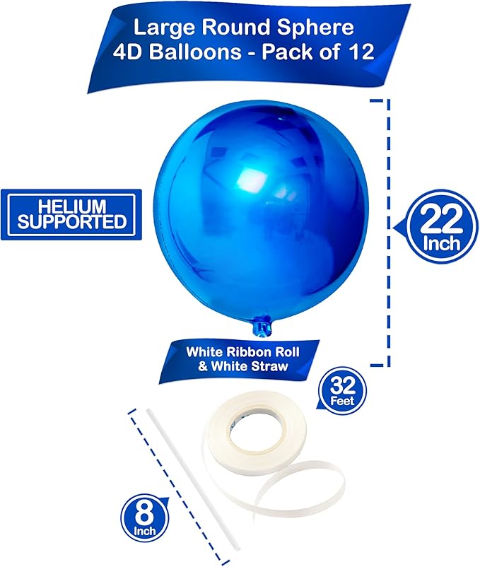 KatchOn, Royal Blue Balloons - 22 Inch, Pack of 12 | Large Metallic Blue Balloons for Royal Blue Graduation Decorations, Retirement Party Decorations | Fathers Day Decorations, Birthday Decor