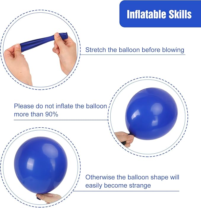 RUBFAC 135pcs Royal Blue Balloons, Latex Balloon Different Sizes 18 12 10 5 Inch for Garland Arch Birthday Party Graduation Baby Shower Baseball Nautical Party Decoration