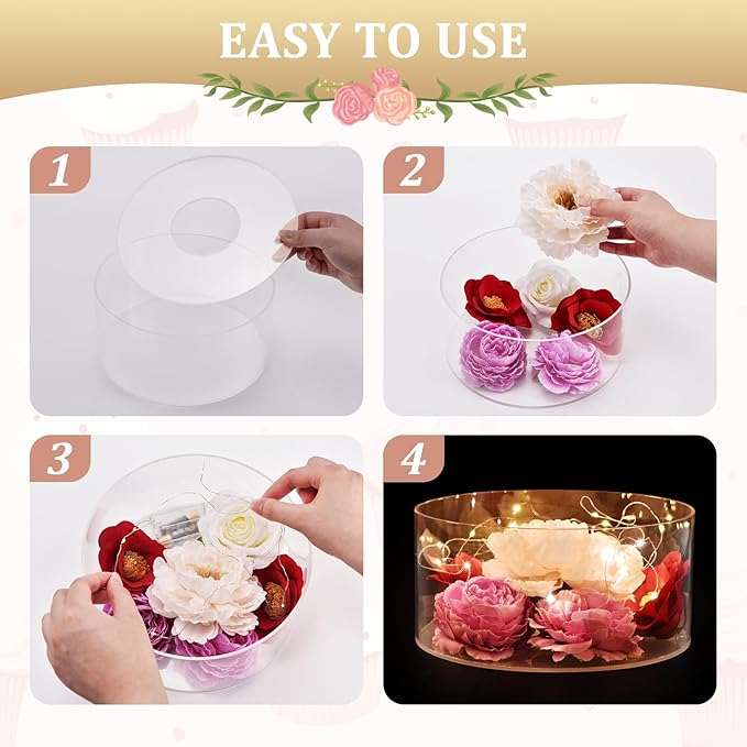 3Pcs Acrylic Cake Display Stand 6'' 8'' 10'' Round 3 Tier Clear Cylinder Cake Box for Wedding Birthday Party Decor (6 / 10 / 12 Inch)
