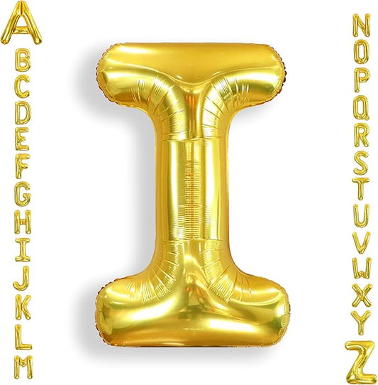 AULE 40 Inch Big Letter Balloon Gold I Large Foil Helium Alphabet Balloons A-Z for Birthday Anniversary Graduation New Year Party Decoration Supplies