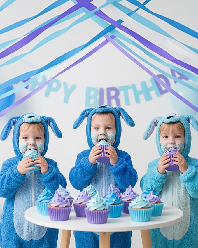 8 Rolls Crepe Paper Streamers Party Decorations, 1.77 Inch x 656 Feet Crepe Streamers, Blue Streamers Birthday Party Decorations